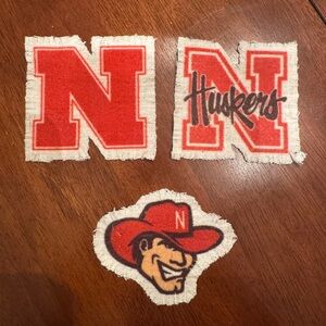 NEW Red Nebraska Huskers Fabric Distressed Patches Set